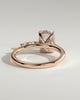 Elle - Elongated Cushion Claw Solitaire with Hidden Halo, Opposing Marquise Accents and Cathedral High Setting Engagement Ring - 18k Rose Gold