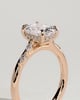 Elle - Elongated Cushion Claw Solitaire with Hidden Halo, Opposing Marquise Accents and Cathedral High Setting Engagement Ring - 18k Rose Gold