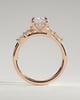 Elle - Elongated Cushion Claw Solitaire with Hidden Halo, Opposing Marquise Accents and Cathedral High Setting Engagement Ring - 18k Rose Gold
