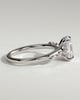 Elle - Elongated Cushion Claw Solitaire with Hidden Halo, Opposing Marquise Accents and Cathedral High Setting Engagement Ring - 18k White Gold