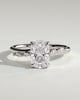 Elle - Elongated Cushion Claw Solitaire with Hidden Halo, Opposing Marquise Accents and Cathedral High Setting Engagement Ring - 18k White Gold