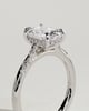 Elle - Elongated Cushion Claw Solitaire with Hidden Halo, Opposing Marquise Accents and Cathedral High Setting Engagement Ring - 18k White Gold