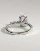 Elle - Elongated Cushion Claw Solitaire with Hidden Halo, Opposing Marquise Accents and Cathedral High Setting Engagement Ring - 18k White Gold