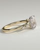 Elle - Elongated Cushion Claw Solitaire with Hidden Halo, Opposing Marquise Accents and Cathedral High Setting Engagement Ring - 18k Yellow Gold / 18k White Gold