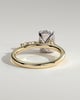 Elle - Elongated Cushion Claw Solitaire with Hidden Halo, Opposing Marquise Accents and Cathedral High Setting Engagement Ring - 18k Yellow Gold / 18k White Gold