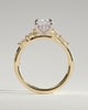 Elle - Elongated Cushion Claw Solitaire with Hidden Halo, Opposing Marquise Accents and Cathedral High Setting Engagement Ring - 18k Yellow Gold / 18k White Gold