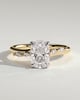 Elle - Elongated Cushion Claw Solitaire with Hidden Halo, Opposing Marquise Accents and Cathedral High Setting Engagement Ring - 18k Yellow Gold / 18k White Gold