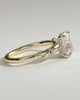 Elle - Elongated Cushion Claw Solitaire with Hidden Halo, Opposing Marquise Accents and Cathedral High Setting Engagement Ring - 18k Yellow Gold