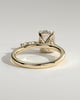 Elle - Elongated Cushion Claw Solitaire with Hidden Halo, Opposing Marquise Accents and Cathedral High Setting Engagement Ring - 18k Yellow Gold