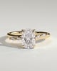 Elle - Elongated Cushion Claw Solitaire with Hidden Halo, Opposing Marquise Accents and Cathedral High Setting Engagement Ring - 18k Yellow Gold