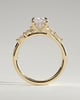 Elle - Elongated Cushion Claw Solitaire with Hidden Halo, Opposing Marquise Accents and Cathedral High Setting Engagement Ring - 18k Yellow Gold