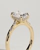 Elle - Elongated Cushion Claw Solitaire with Hidden Halo, Opposing Marquise Accents and Cathedral High Setting Engagement Ring - 18k Yellow Gold