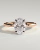 Emma  Oval Solitaire with Hidden Halo - 18k Rose Gold / 18k White Gold Low Setting