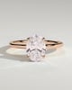 Erica - Oval Claw Solitaire with Petal Gallery, Accent Leaf Detail and Cathedral Setting Engagement Ring - 18k Rose Gold