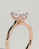 Erica - Oval Claw Solitaire with Petal Gallery, Accent Leaf Detail and Cathedral Setting Engagement Ring - 18k Rose Gold