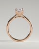 Erica - Oval Claw Solitaire with Petal Gallery, Accent Leaf Detail and Cathedral Setting Engagement Ring - 18k Rose Gold
