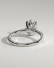 Erica - Oval Claw Solitaire with Petal Gallery, Accent Leaf Detail and Cathedral Setting Engagement Ring - 18k White Gold