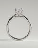 Erica - Oval Claw Solitaire with Petal Gallery, Accent Leaf Detail and Cathedral Setting Engagement Ring - 18k White Gold