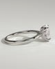 Erica - Oval Claw Solitaire with Petal Gallery, Accent Leaf Detail and Cathedral Setting Engagement Ring - 18k White Gold