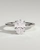 Erica - Oval Claw Solitaire with Petal Gallery, Accent Leaf Detail and Cathedral Setting Engagement Ring - 18k White Gold