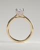 Erica - Oval Claw Solitaire with Petal Gallery, Accent Leaf Detail and Cathedral Setting Engagement Ring - 18k Yellow Gold / 18k White Gold
