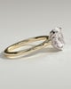 Erica - Oval Claw Solitaire with Petal Gallery, Accent Leaf Detail and Cathedral Setting Engagement Ring - 18k Yellow Gold / 18k White Gold