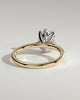 Erica - Oval Claw Solitaire with Petal Gallery, Accent Leaf Detail and Cathedral Setting Engagement Ring - 18k Yellow Gold / 18k White Gold