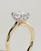 Erica - Oval Claw Solitaire with Petal Gallery, Accent Leaf Detail and Cathedral Setting Engagement Ring - 18k Yellow Gold / 18k White Gold
