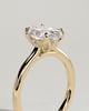 Erica - Oval Claw Solitaire with Petal Gallery, Accent Leaf Detail and Cathedral Setting Engagement Ring - 18k Yellow Gold