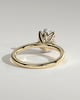 Erica - Oval Claw Solitaire with Petal Gallery, Accent Leaf Detail and Cathedral Setting Engagement Ring - 18k Yellow Gold