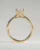 Erica - Oval Claw Solitaire with Petal Gallery, Accent Leaf Detail and Cathedral Setting Engagement Ring - 18k Yellow Gold