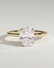 Erica - Oval Claw Solitaire with Petal Gallery, Accent Leaf Detail and Cathedral Setting Engagement Ring - 18k Yellow Gold