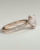Oval 4 Claw Solitaire with Wrap Around Hidden Halo and Pave Band Engagement Ring - 18k Rose Gold