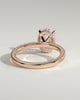 Oval 4 Claw Solitaire with Wrap Around Hidden Halo and Pave Band Engagement Ring - 18k Rose Gold
