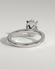 Oval 4 Claw Solitaire with Wrap Around Hidden Halo and Pave Band Engagement Ring - 18k White Gold