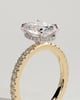 Oval 4 Claw Solitaire with Wrap Around Hidden Halo and Pave Band Engagement Ring - 18k Yellow Gold / 18k White Gold