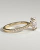 Oval 4 Claw Solitaire with Wrap Around Hidden Halo and Pave Band Engagement Ring - 18k Yellow Gold