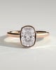 Elongated Cushion Bezel Solitaire with Hidden Halo and Cathedral Setting Engagement Ring - 18k Rose Gold