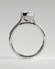 Elongated Cushion Bezel Solitaire with Hidden Halo and Cathedral Setting Engagement Ring - 18k White Gold