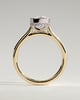 Elongated Cushion Bezel Solitaire with Hidden Halo and Cathedral Setting Engagement Ring - 18k Yellow Gold / 18k White Gold