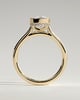 Elongated Cushion Bezel Solitaire with Hidden Halo and Cathedral Setting Engagement Ring - 18k Yellow Gold