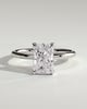 Evie - Radiant Claw Solitaire with Petal Gallery and Accent Leaf Detail Engagement Ring - 18k White Gold