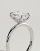 Evie - Radiant Claw Solitaire with Petal Gallery and Accent Leaf Detail Engagement Ring - 18k White Gold