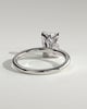 Evie - Radiant Claw Solitaire with Petal Gallery and Accent Leaf Detail Engagement Ring - 18k White Gold
