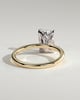 Evie - Radiant Claw Solitaire with Petal Gallery and Accent Leaf Detail Engagement Ring - 18k Yellow Gold / 18k White Gold