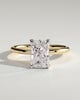 Evie - Radiant Claw Solitaire with Petal Gallery and Accent Leaf Detail Engagement Ring - 18k Yellow Gold / 18k White Gold