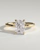 Evie - Radiant Claw Solitaire with Petal Gallery and Accent Leaf Detail Engagement Ring - 18k Yellow Gold
