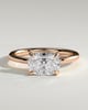 Fiona - Elongated Cushion 4 Claw Solitaire with East West Setting and Raised Basket Gallery Engagement Ring - 18k Rose Gold