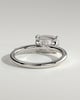 Fiona - Elongated Cushion 4 Claw Solitaire with East West Setting and Raised Basket Gallery Engagement Ring - 18k White Gold