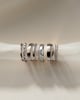 Franca - Marquise Hammer Set Cigar Band Wedding Ring - 18k White Gold